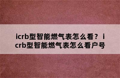 icrb型智能燃气表怎么看？ icrb型智能燃气表怎么看户号